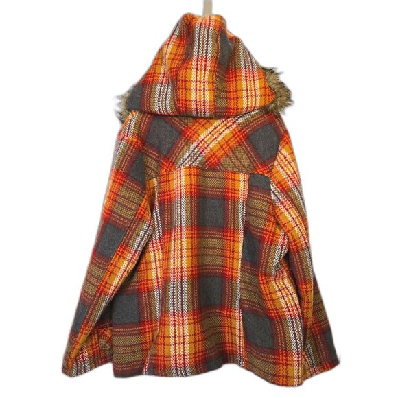 Dollhouse Orange Plaid Pea Coat with Hood 2X - Picture 7 of 10